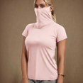 thumbnail image 2 of BiZtdJrK T-Shirts de Protection Solaire à Manches Courtes pour Femmes avec Masque Facial, Maillot Dermoprotecteur d'Extérieur, Chemise de Pêche et de Randonnée, Haut Court Décontracté d'Été, Rose, TG, Cadeaux de la Fête des Mères, 2 of 8