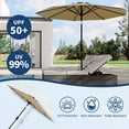 thumbnail image 2 of YUSAZENS 10FT Patio Table Umbrella Outdoor UV Protection Crank Lift Push Button Tilt 8 Sturdy Ribs for Yard Deck Pool Tan, 2 of 9