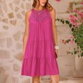 thumbnail image 2 of Penkiiy Robe d'Été Sans Manches pour Femmes, Dos Nu, Décontractée, Ligne A, à Volants, Robe de Plage, Vacances, Mini Robe 2TG Rose Vif, 2 of 9
