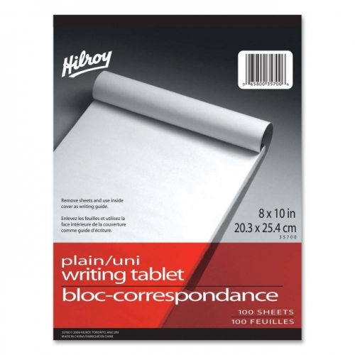 Hilroy Writing Pad 8x10 Paper Plain 100 Sheets No Holes