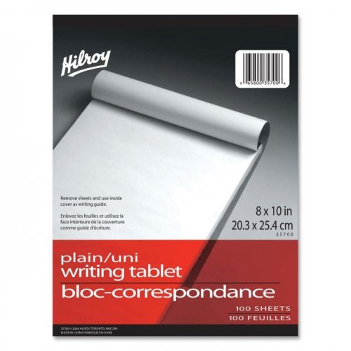 Hilroy Writing Pad 8x10 Paper Plain 100 Sheets No Holes