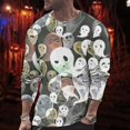thumbnail image 2 of T-shirt Rétro Décontracté Grande Taille Automne et Hiver pour Homme, Imprimé Complet, Col à Manches Longues, Vieux Festival d'Halloween, 2 of 4