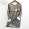 thumbnail image 1 of Hauts d'Automne pour Femmes T-Shirt à Col Rond avec Poche Épaissi en Peluche Chaud à Manches Longues en Liquidation, 1 of 4
