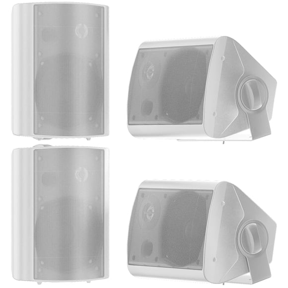 STUDIOFINIX 5.25 Inch 600W Outdoor Speakers Waterproof Wired, Passive Wall Mount Speakers for Patio Garage Home,2 Pairs (White)
