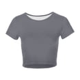 thumbnail image 4 of Women's Casual Crew Neck Short Sleeve Crop Top Soft Basic Tee for Everyday Spring Summer Wear, 4 of 4
