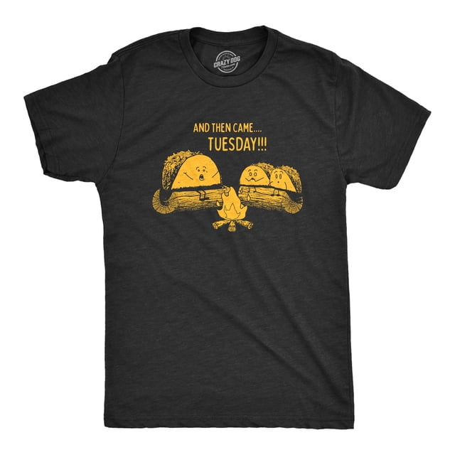 Mens Taco Tuesday Ghost Story T Shirt Funny Mexican Food Campfire Graphic Tee (Heather Black) - 4XL