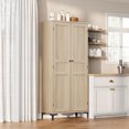 thumbnail image 4 of Storage Cabinet 63 Inch Tall, Kitchen Pantry Cabinet with 2 Doors and Adjustable Shelves, 5 Tier Bathroom Cabinet for Kitchen, Dining Room, Office, Bathroom (Pear Wood, Rustic Style), 4 of 8