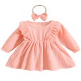 thumbnail image 1 of Bébé bébé Filles Tenues Manches Longues Volant une Ligne Robe Mignonne Vêtements 2 Pièces Ensemble, 1 of 8