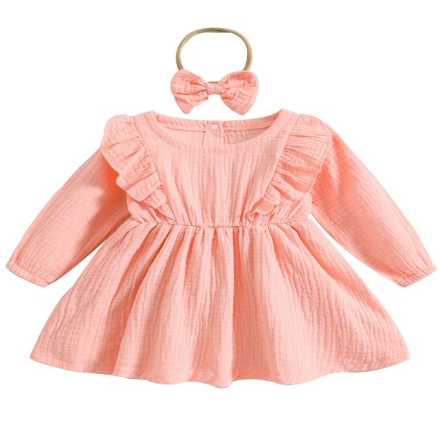 Bébé bébé Filles Tenues Manches Longues Volant une Ligne Robe Mignonne Vêtements 2 Pièces Ensemble