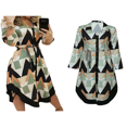 thumbnail image 4 of Robe Pré-Automne à Manches Longues pour Femmes Imprimé Vague Bureau de Vacances Slim Fitting Midi Robe, 4 of 6