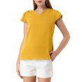 thumbnail image 1 of INSPIRE CHIC Women's Solid V Neck Cap Short Sleeves Work Blouse, 1 of 6