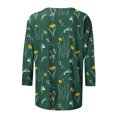 thumbnail image 5 of Pompotops T-shirt Ample Imprimé Mode Femme Manches 3/4 Blouse Col Rond Hauts Décontractés Liquidation, 5 of 5
