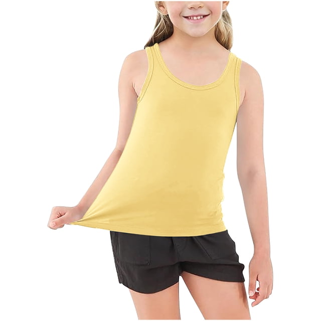 Culottes pour Femmes Filles Débardeur, Doux Col Rond Sans Manches Maillot de Corps Athlétique pour Enfant 2 Ans Jaune