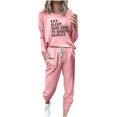 thumbnail image 1 of Pisexur Womens Lounge Set 2 Piece Outfits Long Sleeve Letter Print Blouses Tops Drawstring Pockets Long Pants Track Suits Plus Size Vacation Outfits Sweatsuit Set S-5XL, 1 of 4
