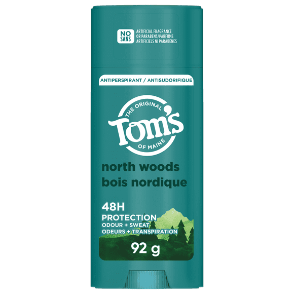 Antisudorifique Tom’s of Maine Bois nordique pour hommes, Sans bicarbonate de soude, 92 g