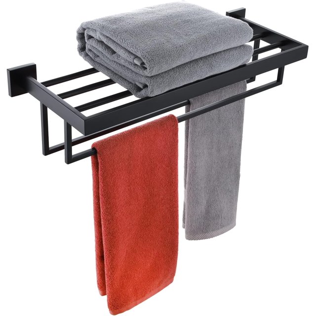 Matte Towel Rack ‘‘ Bathroom Towel Shelf with Double Towel Bars SUS Stainless Steel Wall Mounted BBK