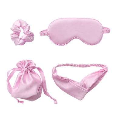 Sleep Mask Silk Eye Mask for Sleeping Blindfold Eye Covers with Headband Scrunchy Pouch for Travel Night Sleep Christmas Gift Set