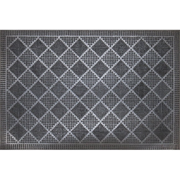 Mainstays Diamond Pin paillasson en caoutchouc robuste 18 po x 30 po, antidérapant, noir, intérieur/extérieur pour entrée garage patio vestibule