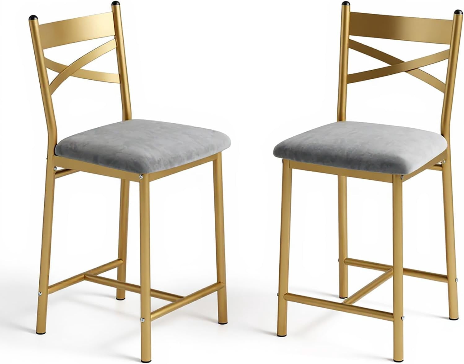 Zzistar Bar Stools Set of 2, Kitchen Barstools with Footrest and Back, PU Leather Counter Height Bar Stools with Footrest, Bar Charis with Back for Kitchen Island