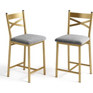 Zzistar Bar Stools Set of 2, Kitchen Barstools with Footrest and Back, PU Leather Counter Height Bar Stools with Footrest, Bar Charis with Back for Kitchen Island
