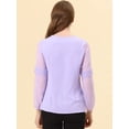 thumbnail image 4 of INSPIRE CHIC Women's Work Chiffon Keyhole Neck Elegant Top Purple S, 4 of 5