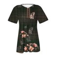 thumbnail image 5 of Pompotops Femmes Mode Décontractée Imprimé Col Rond Ample Manches Courtes T-shirt Haut Blouse Chandail Liquidation, 5 of 5