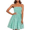thumbnail image 1 of EQWLJWE Robes de Couverture Style Bohème pour Femmes Bande Élastique Sans Bretelles Robes Sans Manches Imprimé Floral Mini Robe, 1 of 8