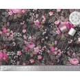 thumbnail image 2 of Soimoi Tissu Popeline de Coton Rayé, Feuilles & Roses Imprimé Floral 1 Yard 56 Pouces de Large, 2 of 3