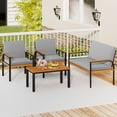 thumbnail image 4 of Costway Ensemble de Mobilier de Patio 4 Pcs avec Table à Café, Causeuse et 2 Chaises Simples pour Véranda Gris, 4 of 10