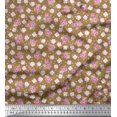 thumbnail image 1 of Soimoi Tissu Crêpe polyester Feuilles & Roses Imprimé Floral 1 Yard 52 Pouces de Large, 1 of 3