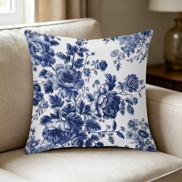 Decorative Pillow Cover for Couch | Sofa Cushion Case with Printed Pattern | Linen Texture Throw Pillowcase for Living Room Bedroom | Backrest Waist Support Cushion Cover | 18x18 Inch Single Pack