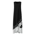 thumbnail image 3 of HKEJIAOI Liquidation des Ventes Robe Fleurie pour Femmes Robe d'Anniversaire Femmes Mode Sans Manches Imprimé Col Rond Longue Robe Maxi Robe Chemise de Plage Blanc, 3 of 7