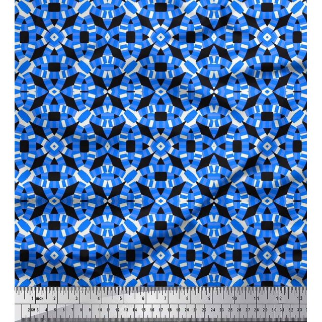 Soimoi Cotton Duck Fabric Abstract & Circle Geometric Print Fabric by Yard 56 Inch Wide