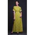 thumbnail image 4 of Bimba Robe Longue Imprimée en Rayonne à Bourgeons et Lotus, Taille Smockée, Fente Latérale, pour Femme - Grande, 4 of 6