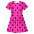 thumbnail image 4 of Robe Fille Enfant Filles Été Imprimé à Pois Ajustée Douce Respirante à Manches Courtes Robe Décontractée Robe Tout-Petit Rose Vif 8 Ans-9 Ans, 4 of 4