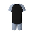 thumbnail image 4 of Opperiaya Men?s Contrast Color Short Sleeve Tops and Shorts Pajamas Sets, 4 of 9