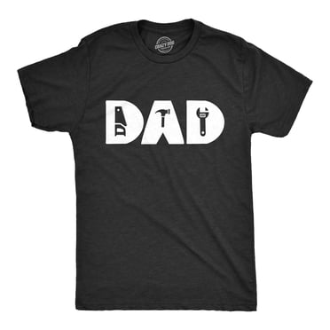 Mens Dad T Shirt Funny Handy Tools Fathers Day Novelty Tee (Heather Black) - L