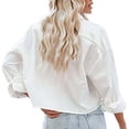 thumbnail image 4 of Blouse à Manches Longues Boutonnée / Haut Décontracté Polyvalent pour Femmes Tunique Manches Mi-Longues Tee-Shirts pour Femmes Manches Longues P Chemises Amples Col Rabattu pour Femmes Chemises d'Entraînement Féminines, 4 of 9