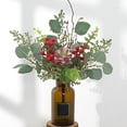 thumbnail image 2 of Artificial Leaf Pick Realistic Fake Greenery Stem Faux Leaf Branch for Christmas, 2 of 6