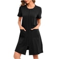 thumbnail image 2 of CFLVAEK Robes for Women Short Sleeve Zipper Robe Lightweight Soft House Coats with Pockets Solid Color Fall Spring Nightgowns 2025 Black XL, 2 of 8