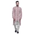 thumbnail image 1 of Atasi Button Down Asymmetrical Kurta For Men Printed Mandarin Long Sleeve Shirt, 1 of 5