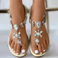thumbnail image 2 of Flat Sandals for Women T-Strap Transparent Elastic Flash Rhinestone Decor Colorful Dressy Wedding Slip on Non Slip Summer Flip Flops Thong Sandals Khaki, 2 of 6