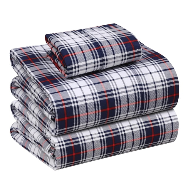 RUVANTI 100% Cotton Twin Sheets, Percale Weave Twin Sheet Set, Prussian