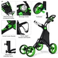 thumbnail image 2 of Goplus Folding 4 Wheels Golf Push Cart W/Bag Scoreboard Adjustable Handle Green, 2 of 10