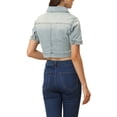 thumbnail image 3 of INSPIRE CHIC Women's Cropped Denim Jacket Short Sleeve Button Front Jean Jacket Grey Blue M, 3 of 6