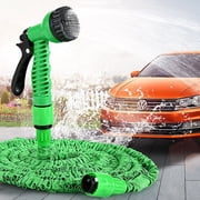 100ft Garden Hose Water Pipe  Durable Water Hose with 7 Function Nozzle  Portable Garden Hose for Gardening Lawn Car Pet Washing  Green