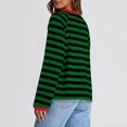 thumbnail image 5 of Hauts pour Femmes à Rayures Col Ras du Cou Manches Longues T-Shirts à Blocs de Couleur Automne Décontracté Ample Confortable Blouse, 5 of 5