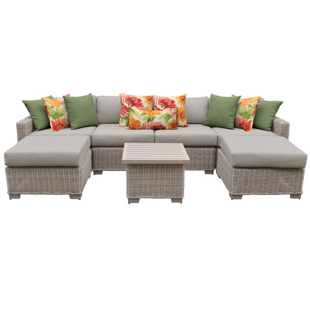 Coast Ensemble de Meubles de Patio en Osier d'Extérieur 7 Pcs 07a