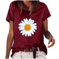 thumbnail image 2 of SMihono Hauts pour Femmes Été Mode Décontractée Femme Décontractée Marguerite Col Rond Imprimé Blouse Manches Courtes T-Shirt Été Hauts T-Shirt Oversize pour Femmes, 2 of 6