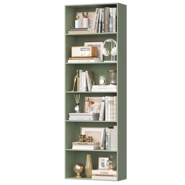 Homfa 6 Tier Tall Bookshelf and Bookcase, Wooden Bookcase Display Shelf for Living Room Home Office Library Storage, Green